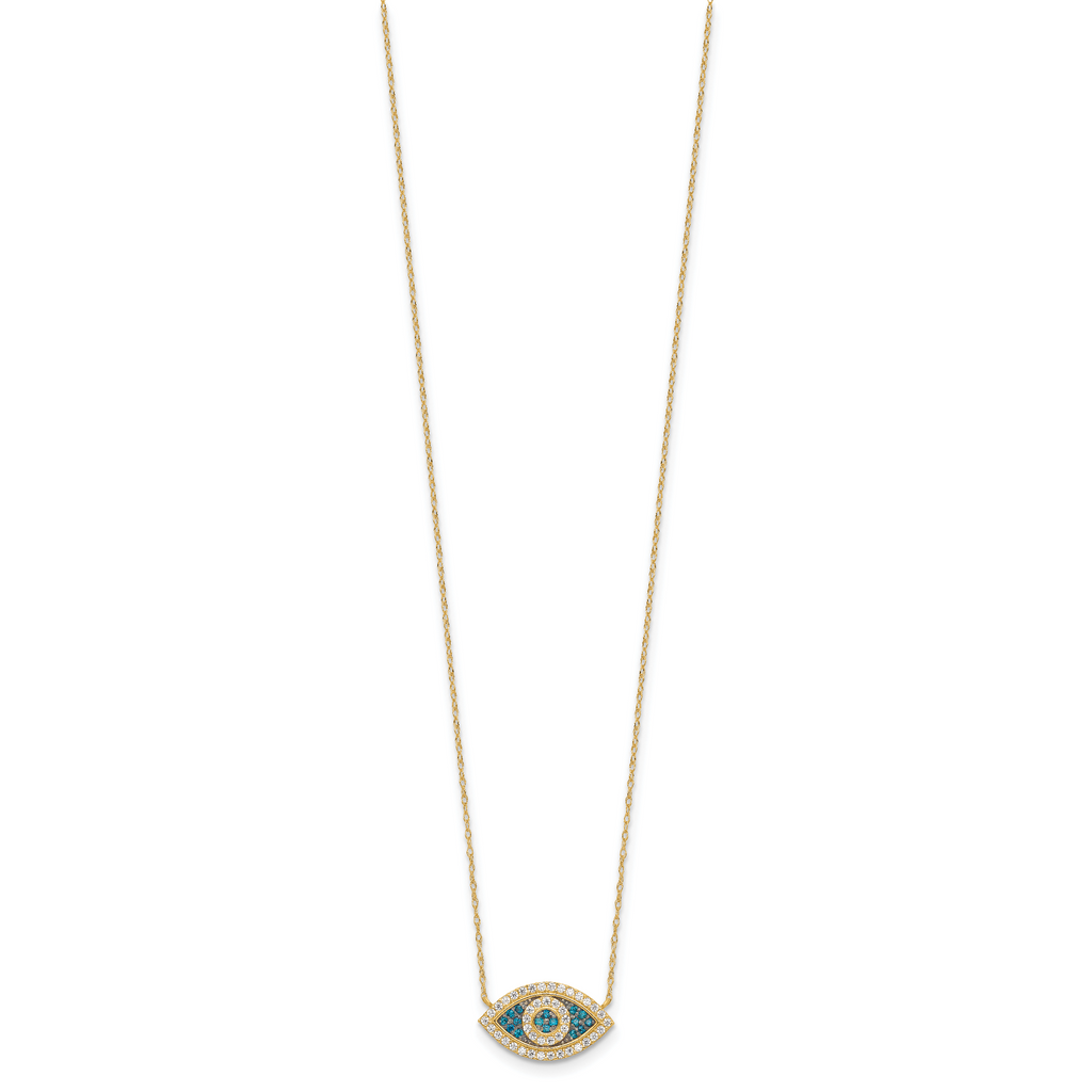 10K Polished CZ Evil Eye w/2 in ext Necklace