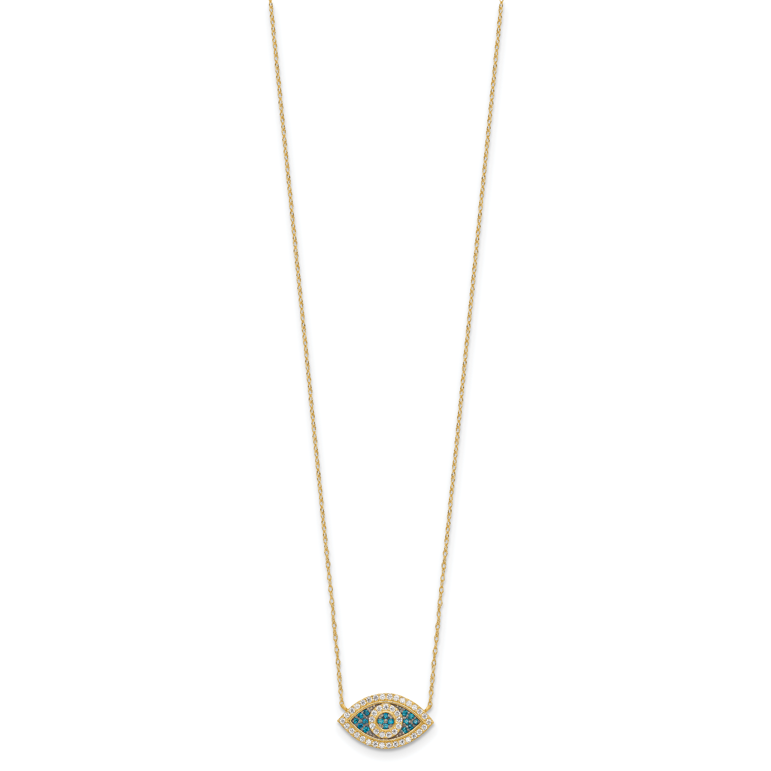 10K Polished CZ Evil Eye w/2 in ext Necklace