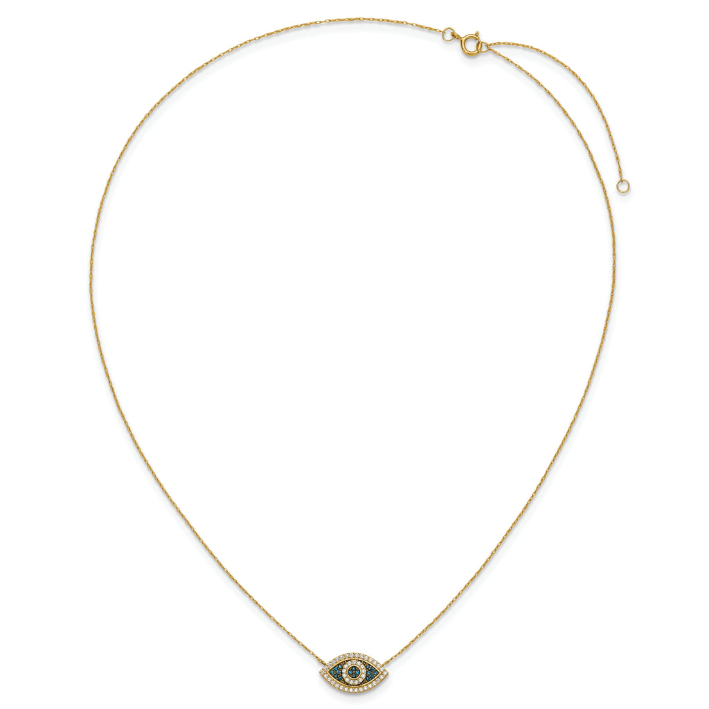 10K Polished CZ Evil Eye w/2 in ext Necklace