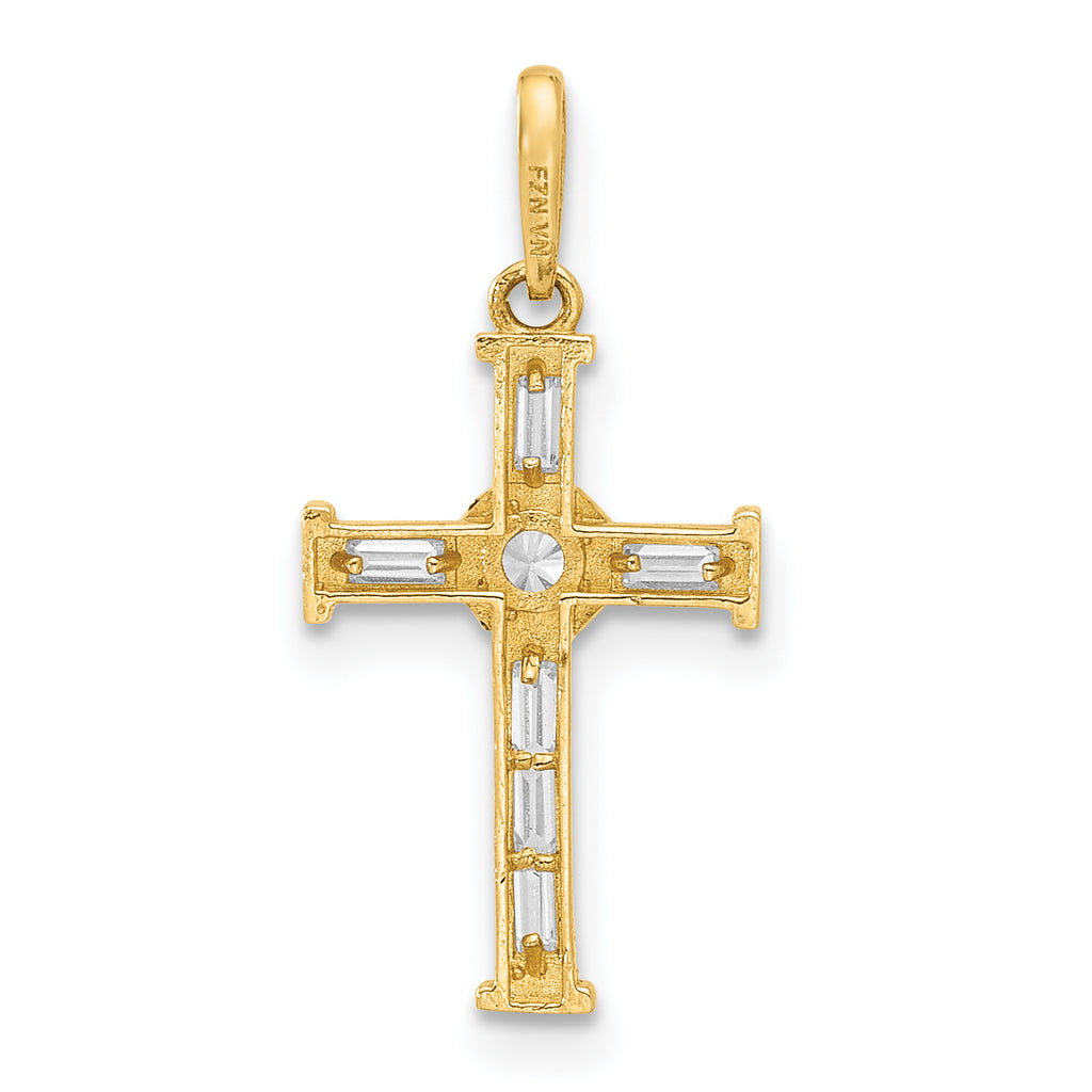 10K Yellow Gold Polished Cubic Zirconia Cross Charm