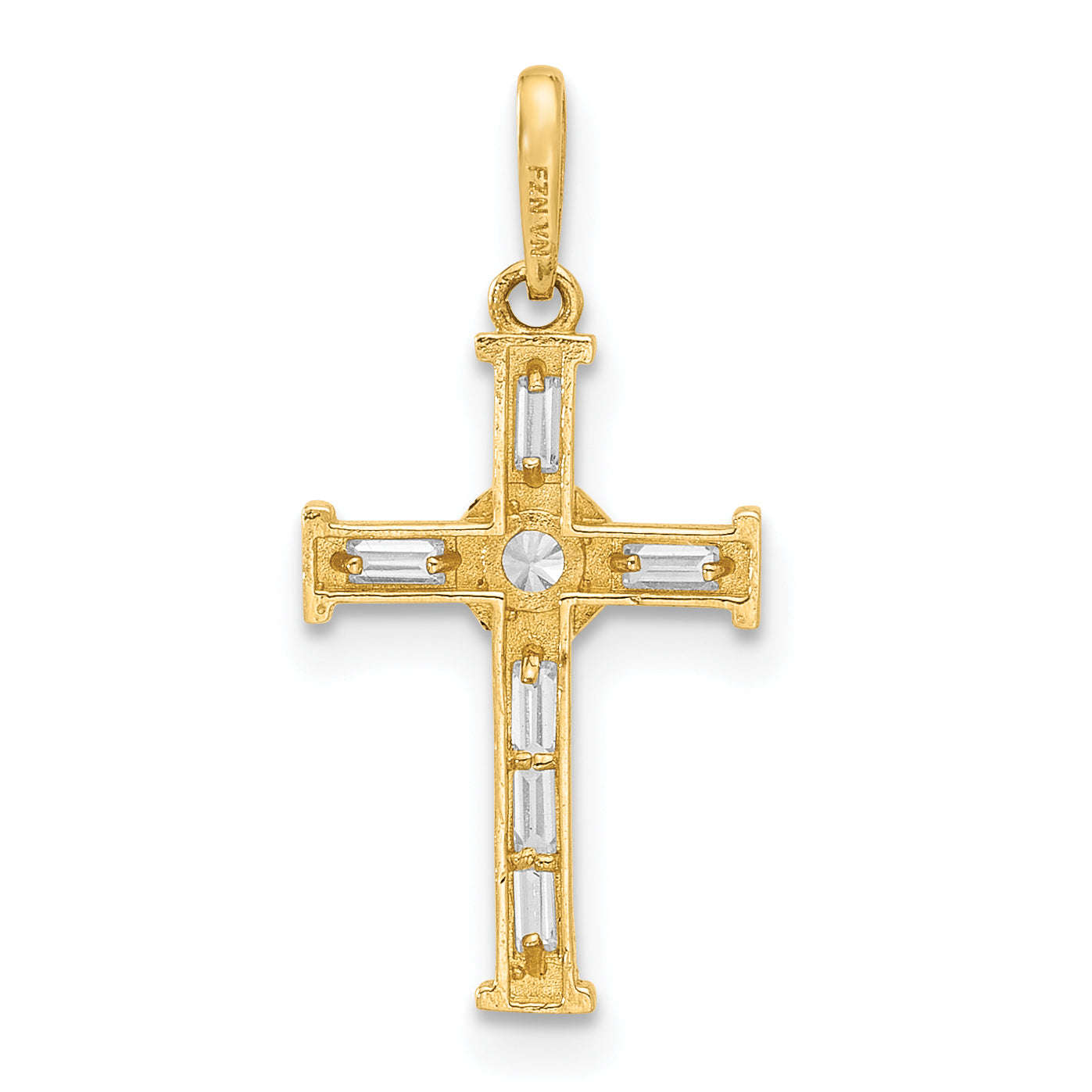 10K Yellow Gold Polished Cubic Zirconia Cross Charm
