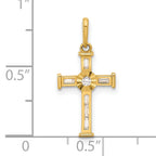 10K Yellow Gold Polished Cubic Zirconia Cross Charm