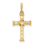 10K Yellow Gold Polished Cubic Zirconia Cross Charm