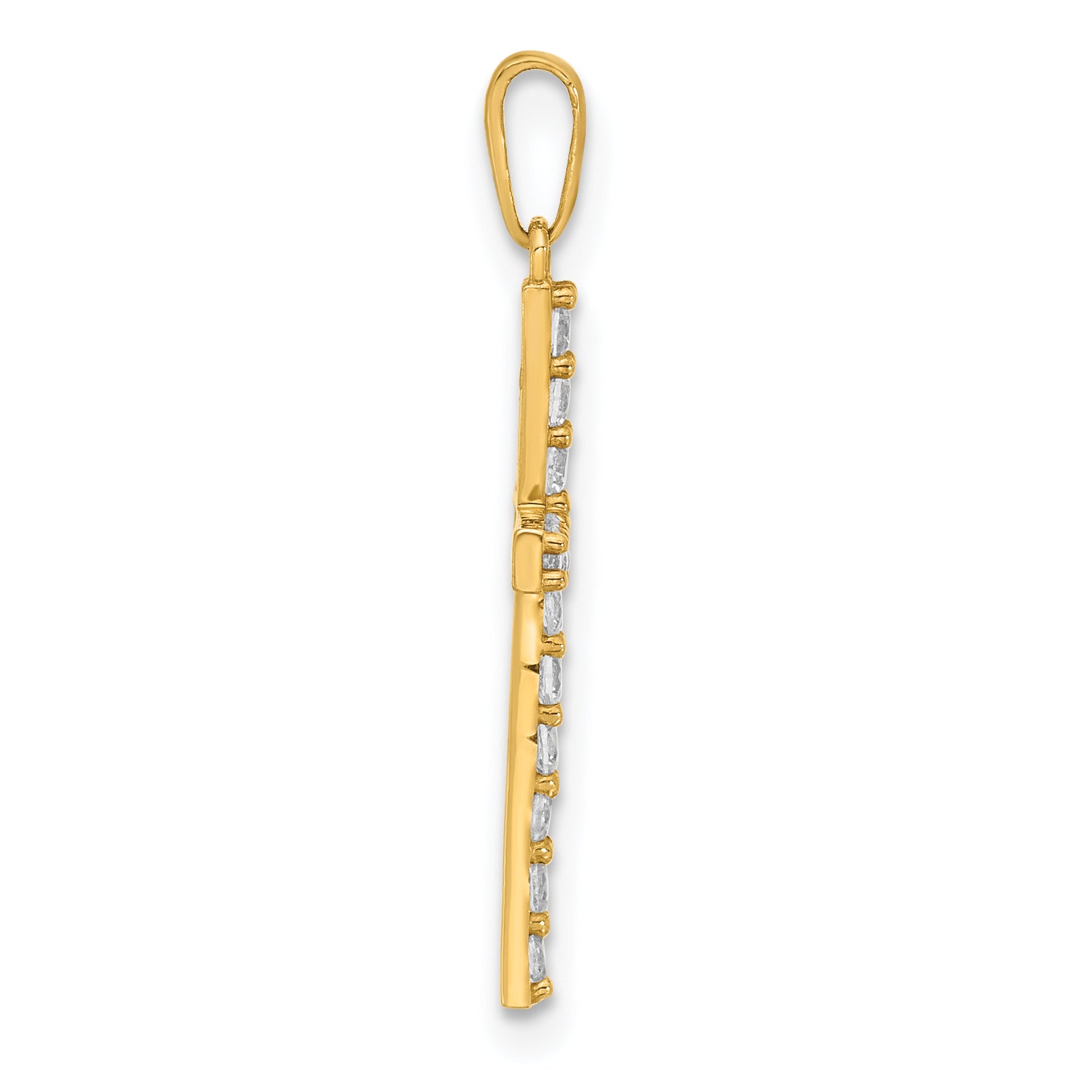 10K Polished CZ Latin Cross Charm Secondary image