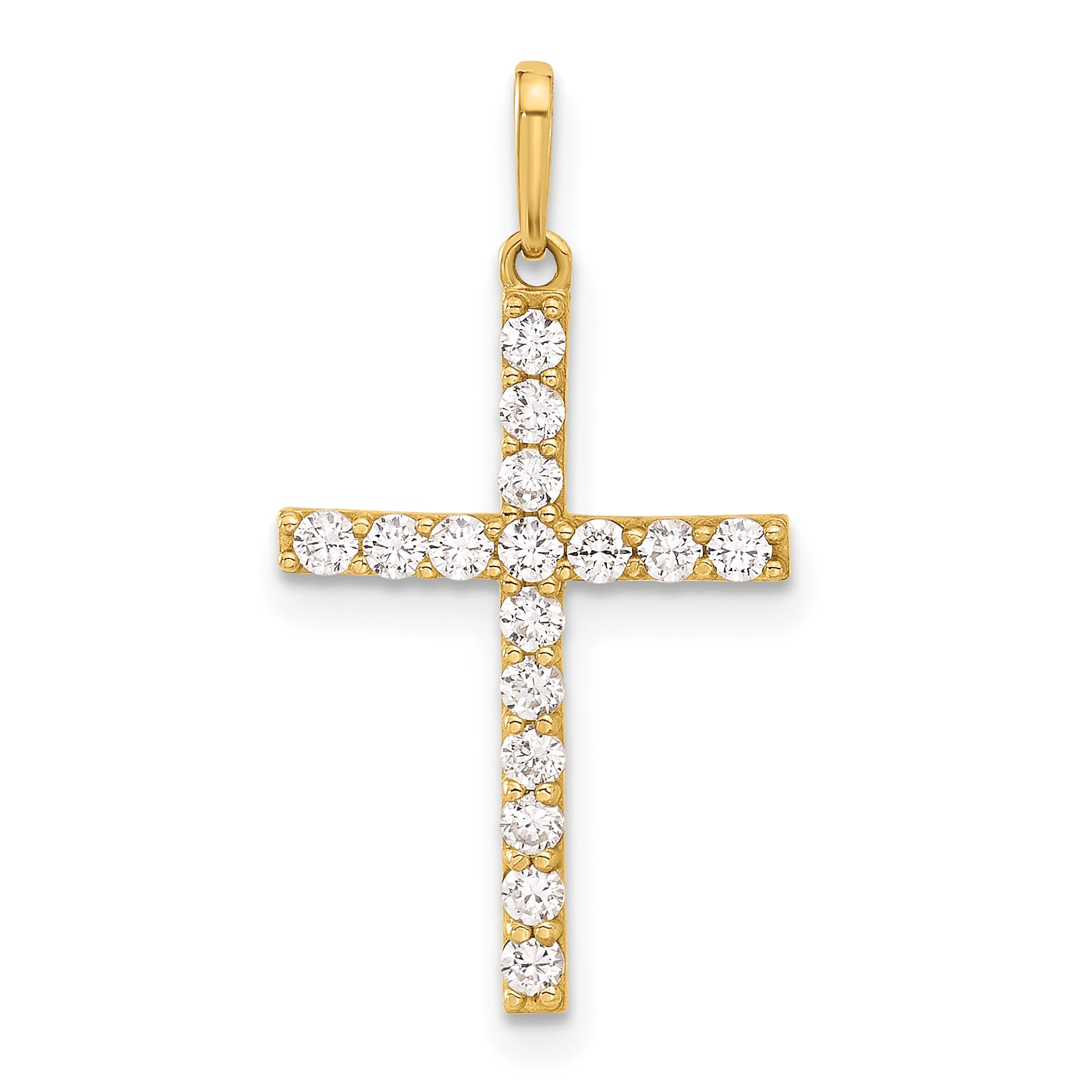10K Polished CZ Latin Cross Charm Main image