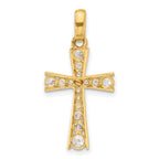 10K Polished CZ Latin Cross Pendant