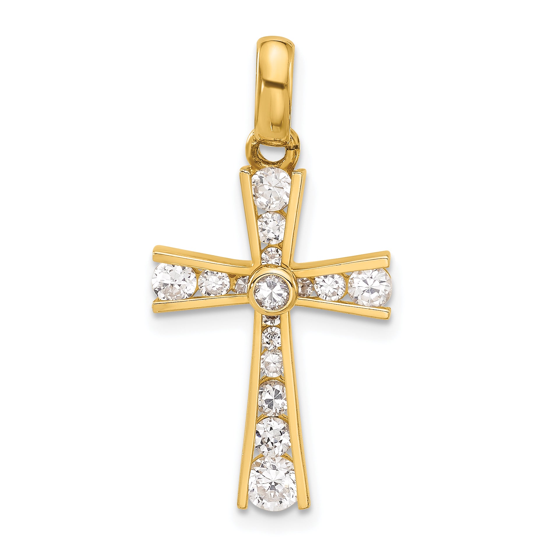 10K Polished CZ Latin Cross Pendant Main image