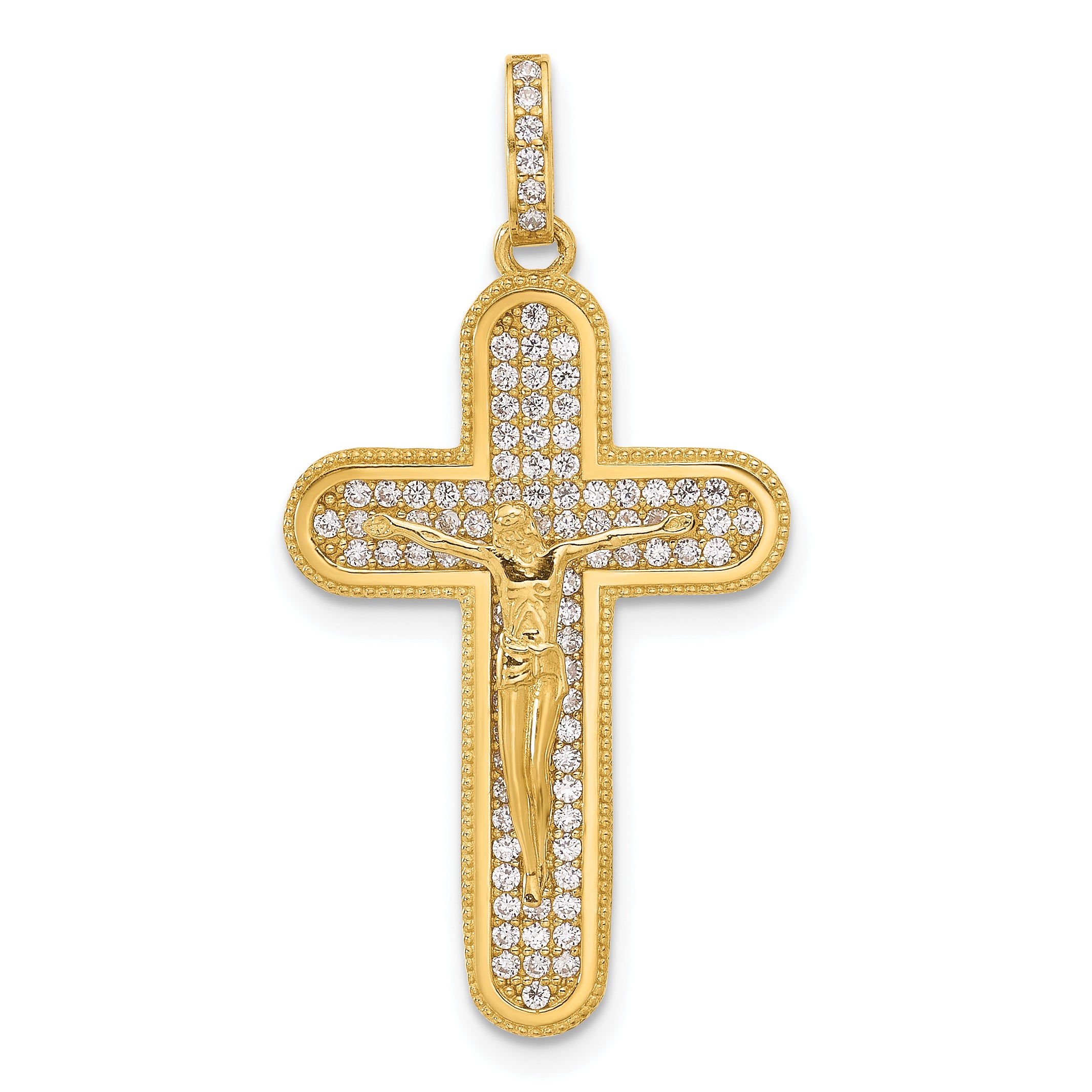 10K Polished CZ Crucifix Cross Pendant Main image