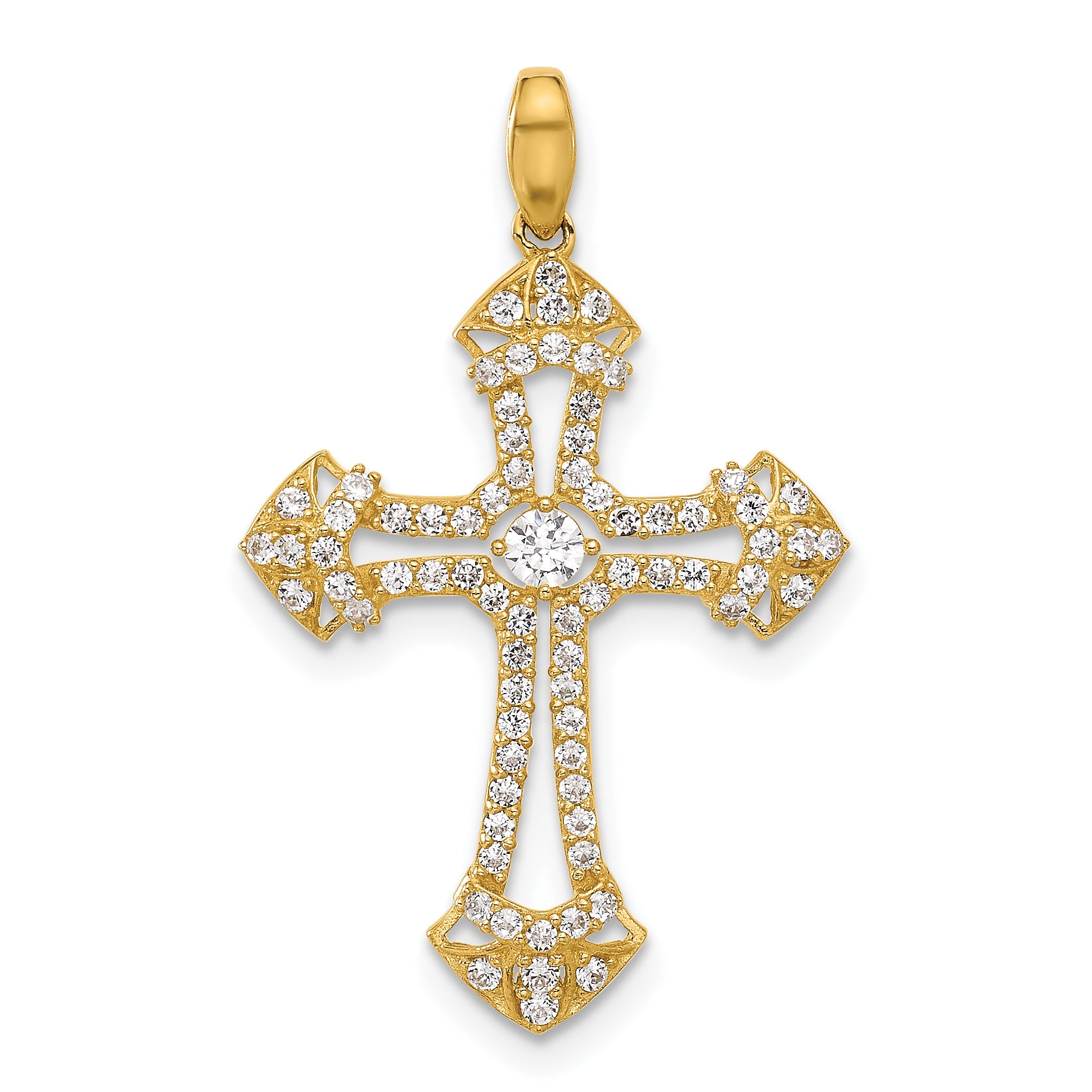 10K Polished CZ Fancy Cross Pendant Main image