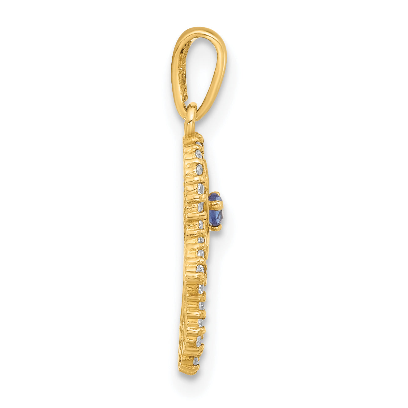 10K Polished CZ Evil Eye Hamsa Charm Secondary image