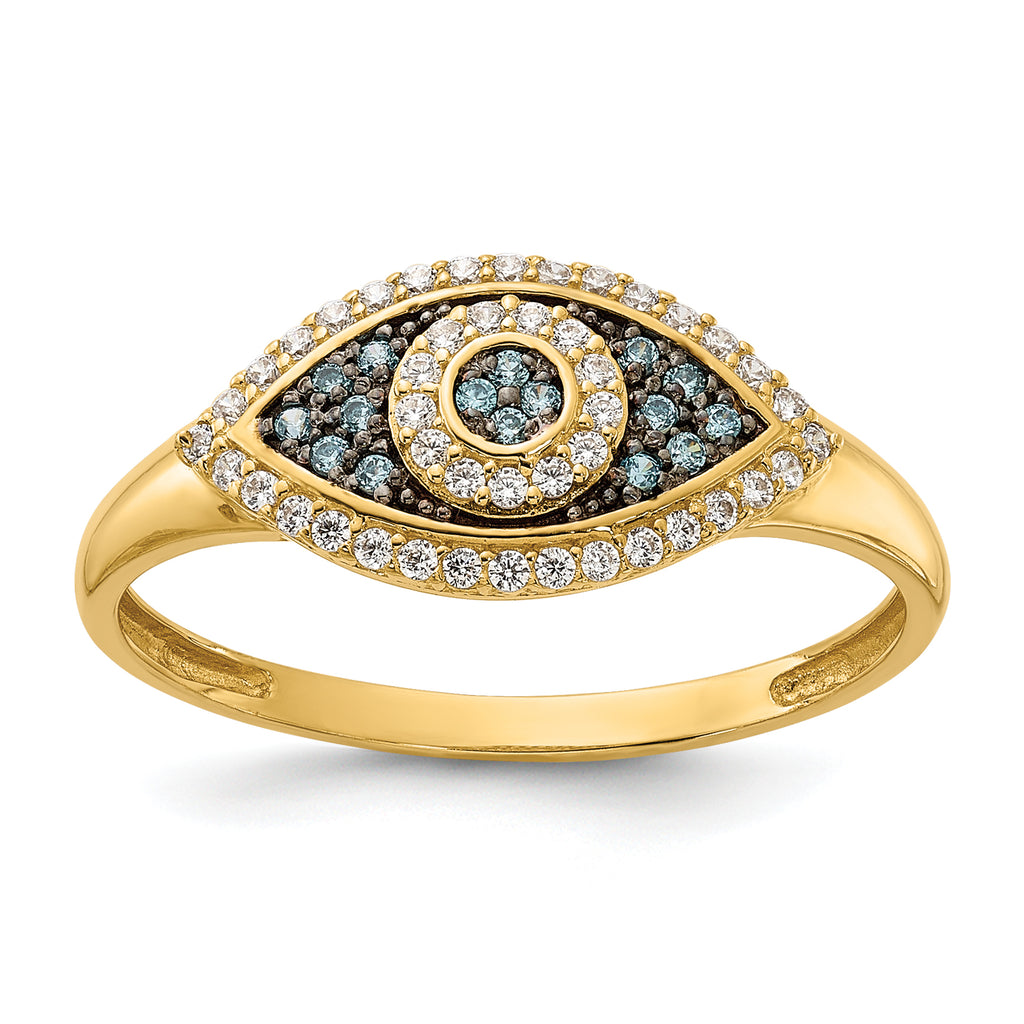 10K Polished CZ and Created Opal Ring