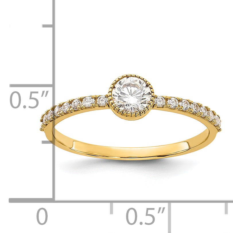 10K Polished Square CZ Solitaire Ring