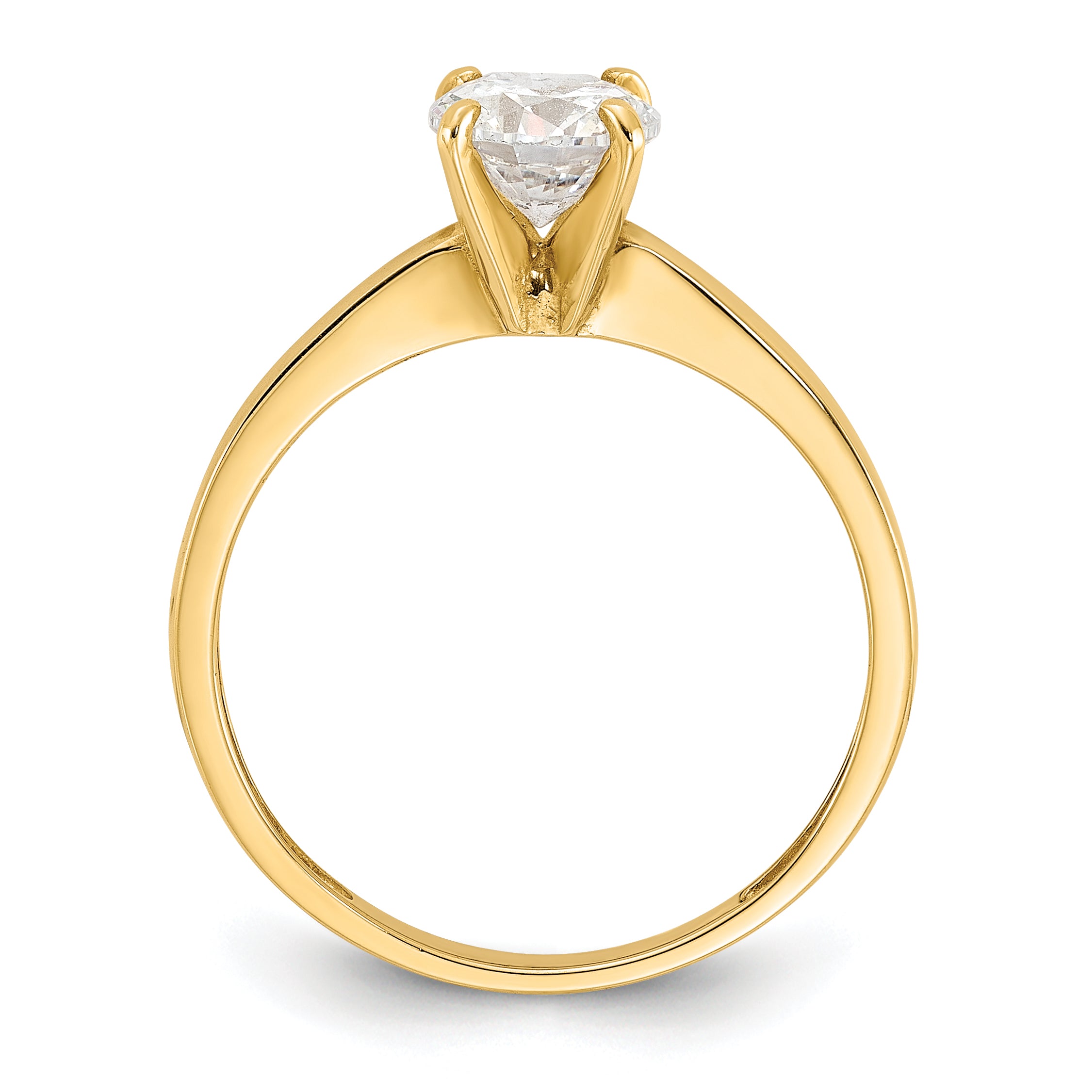10K Polished Round CZ Solitaire Ring