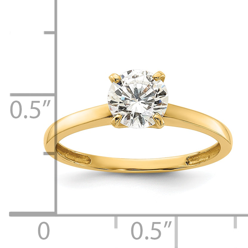 10K Polished CZ Center and Side Stones Ring