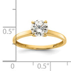 10K Polished CZ Center and Side Stones Ring