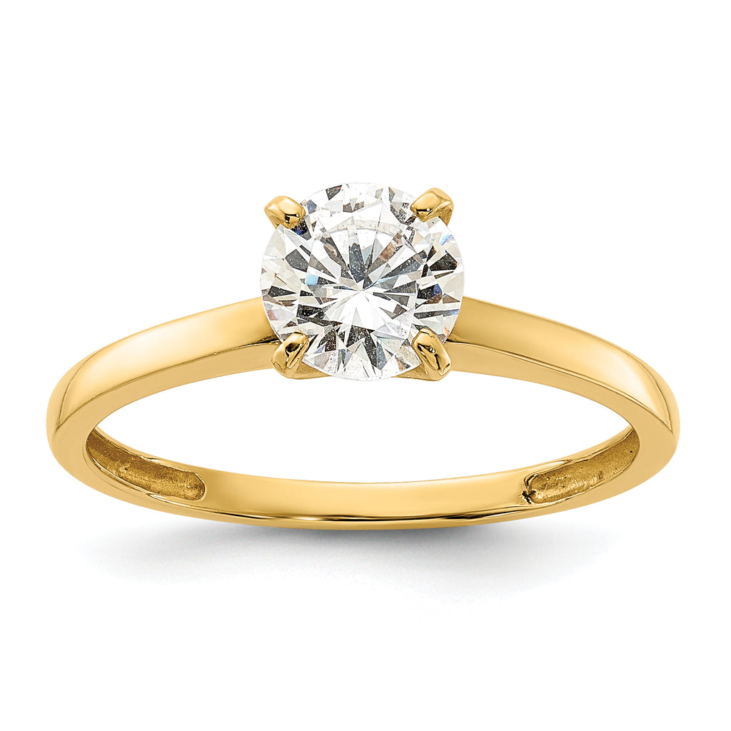 10K Polished CZ Center and Side Stones Ring