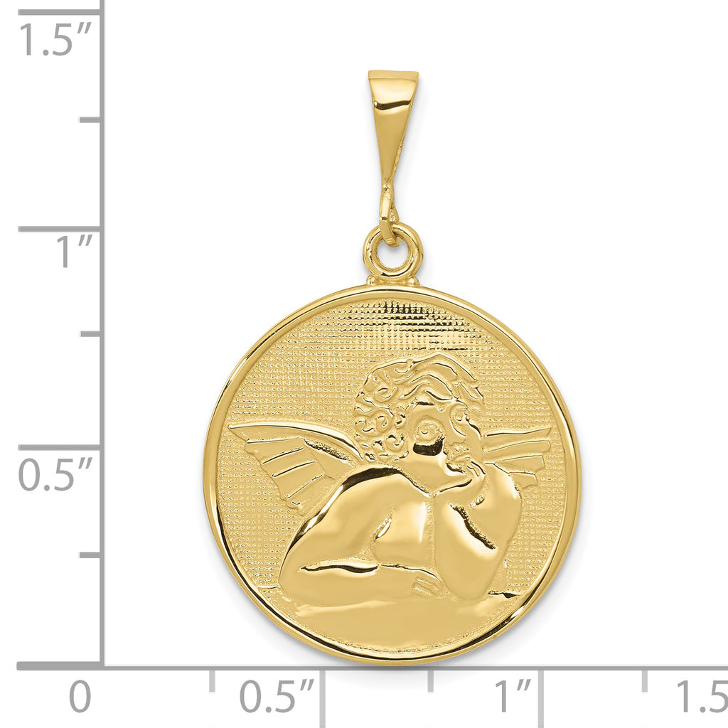 10k Polished & Satin Angel Pendant
