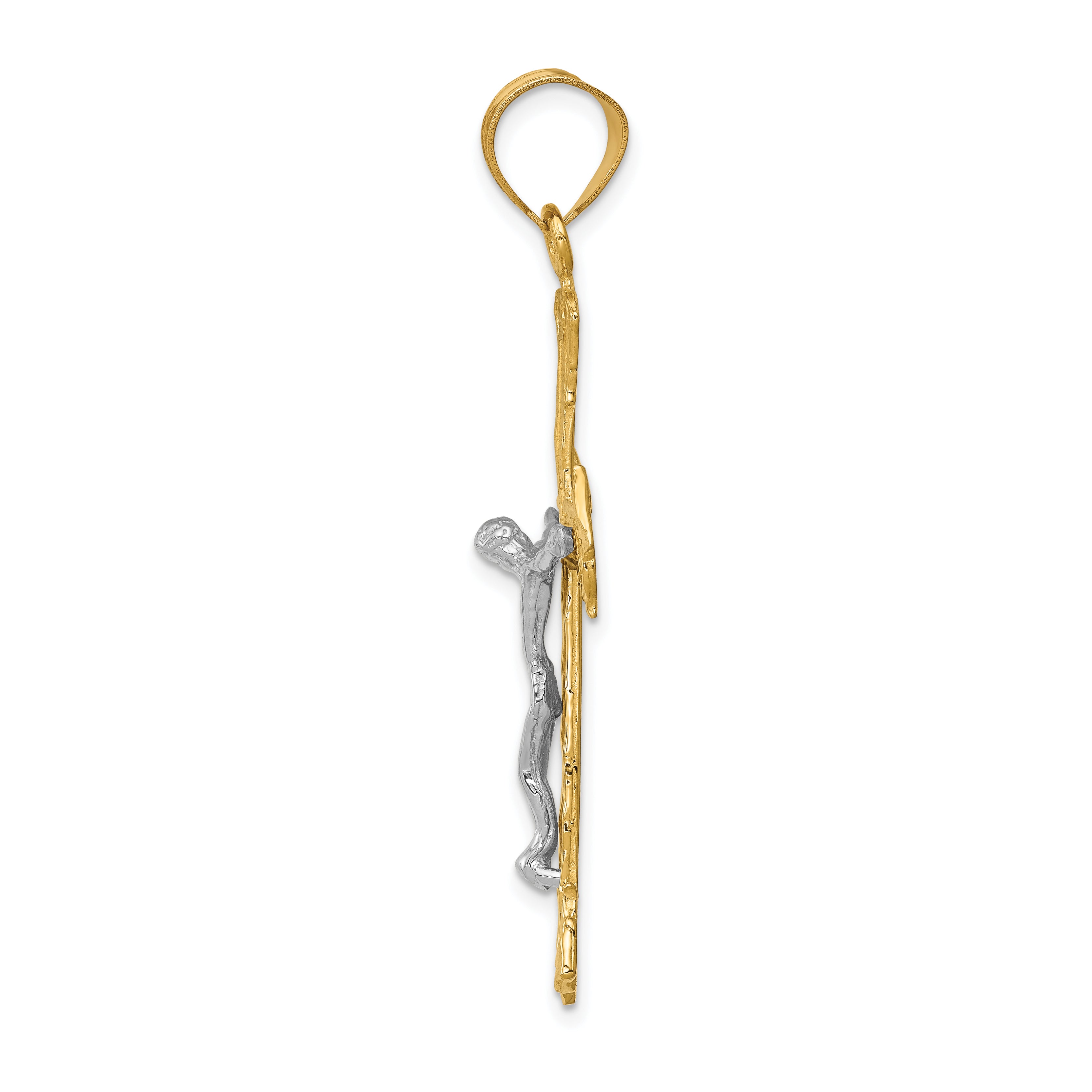 10k Two-tone Diamond-cut Crucifix Pendant Secondary image