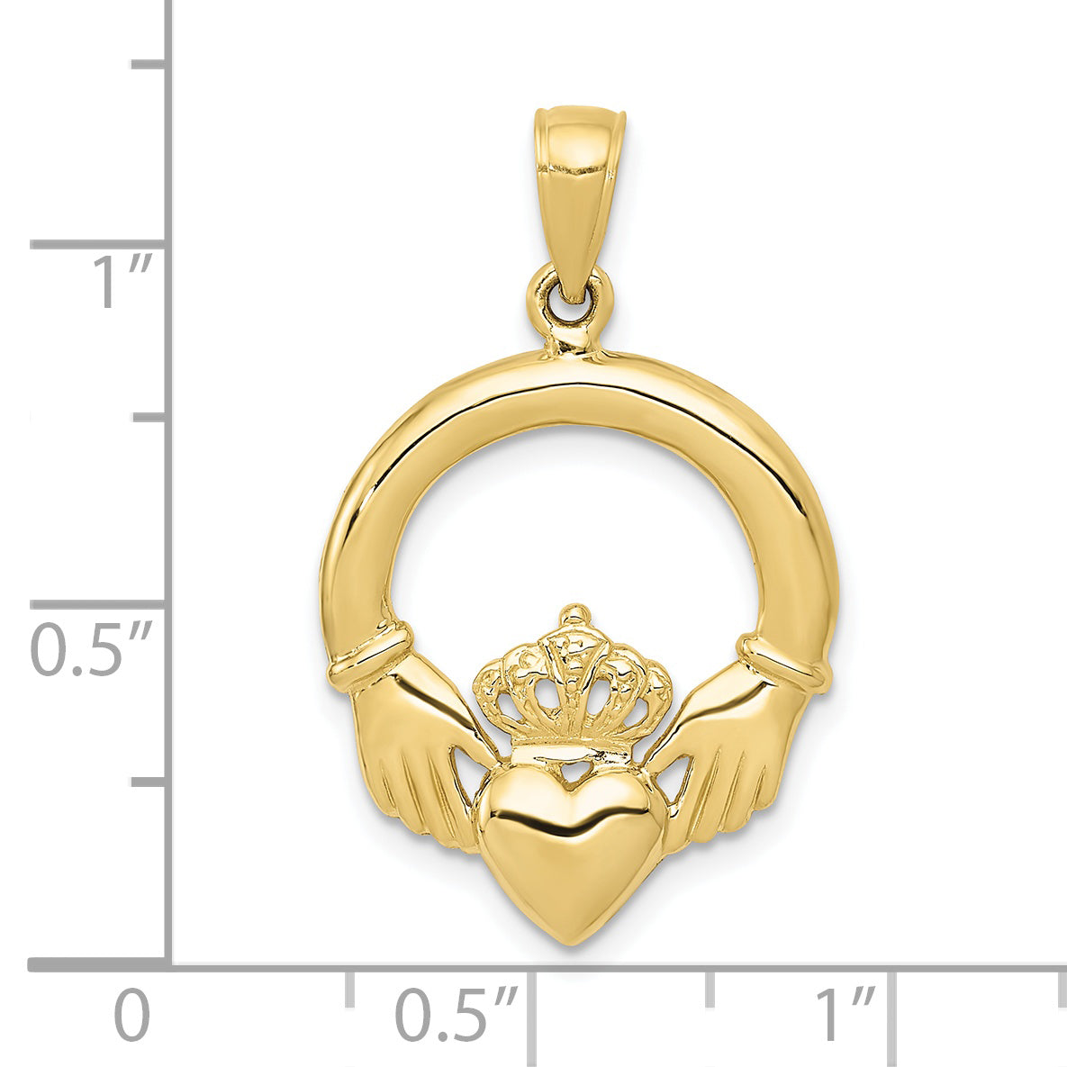 10k Polished Claddagh Pendant