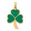 10k Green Enameled Shamrock Pendant