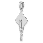10K White Gold 3-D Graduation Cap w/ Moveable Tassle Charm