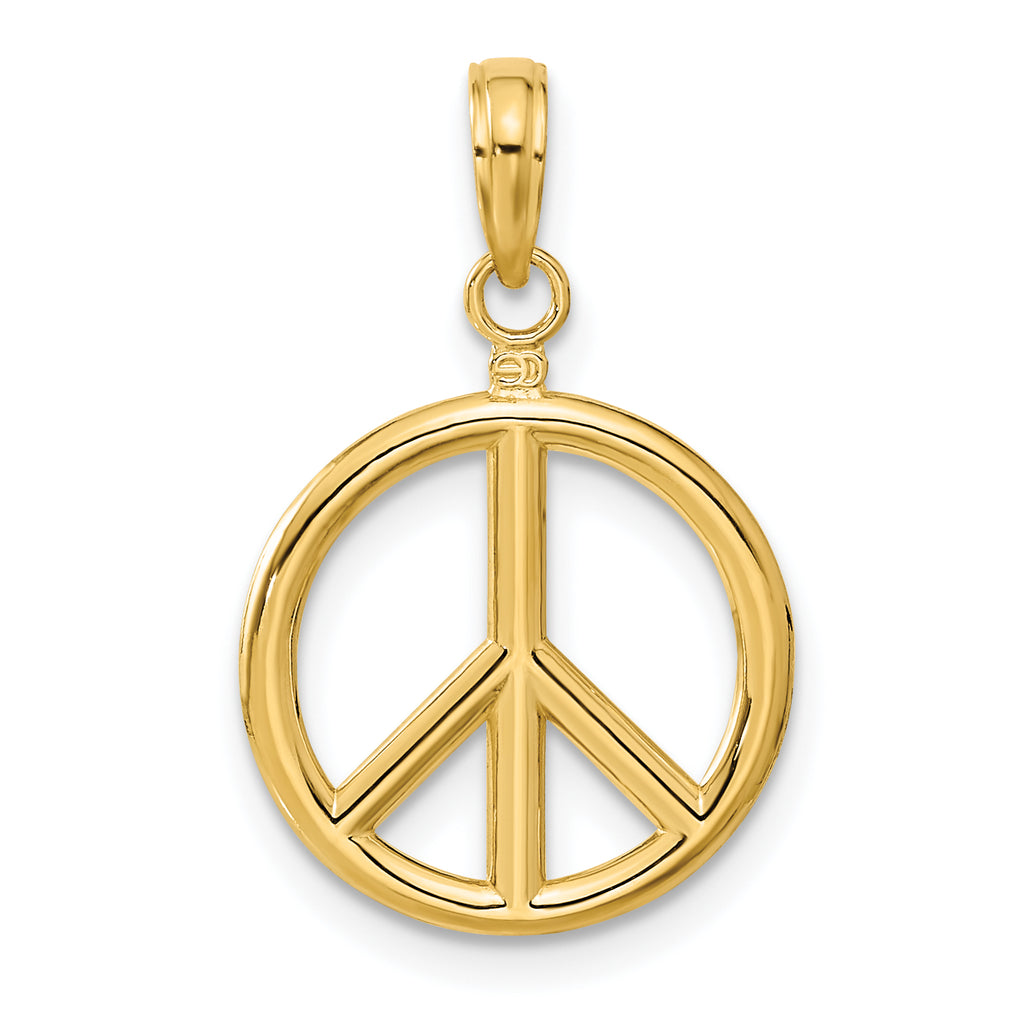 10K Yellow Gold Peace Sign Charm - view 3