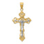 10k Two-tone INRI Fleur De Lis Crucifix Pendant