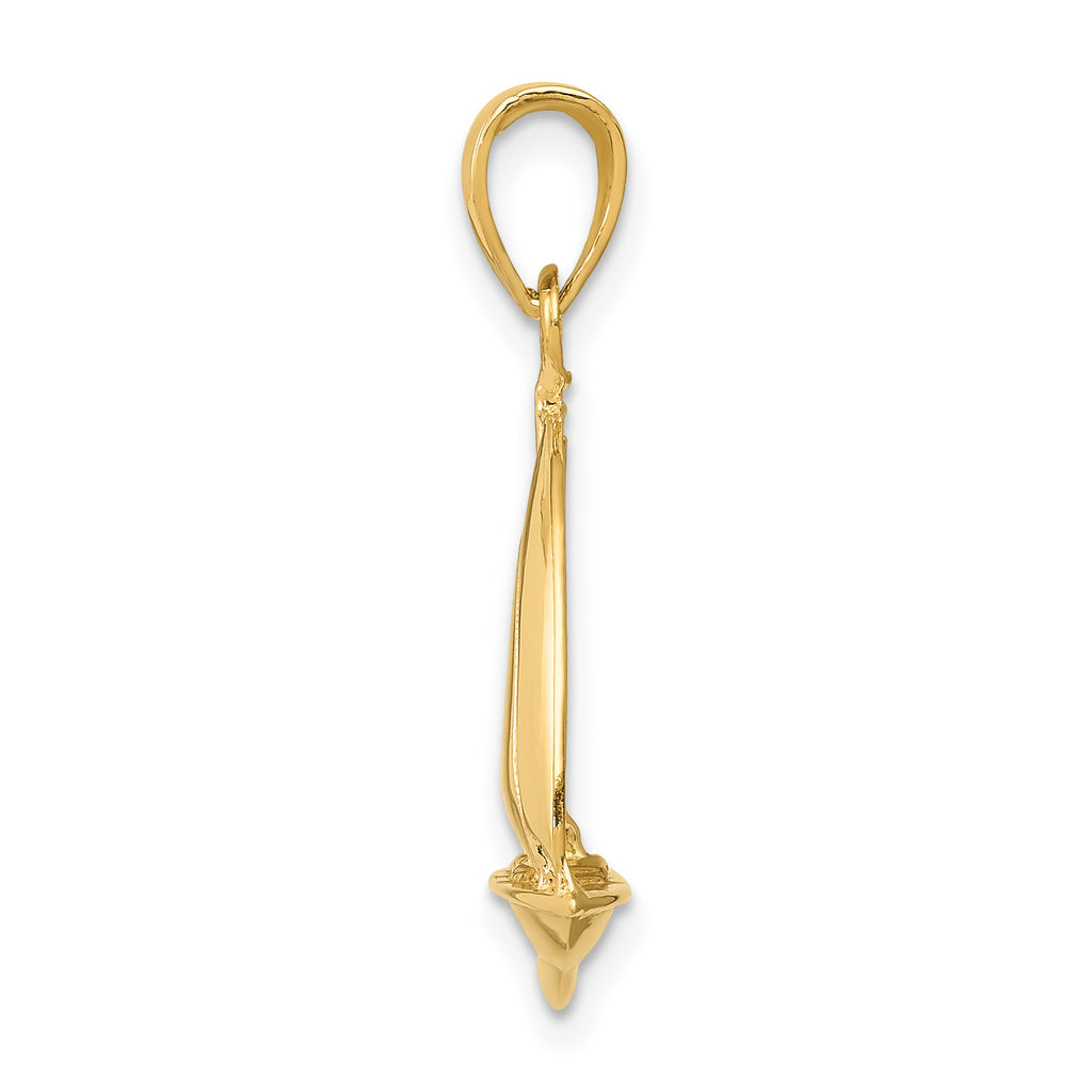 10k Polished Open-Backed Sailboat Pendant