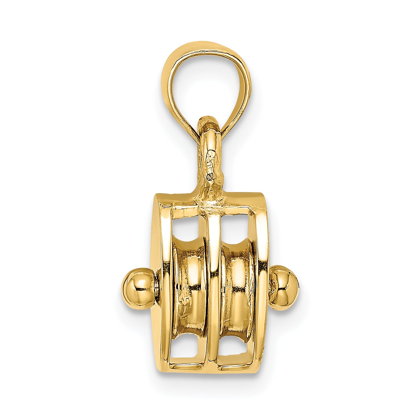 10K Polished 3-D Moveable Pulley Charm
