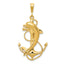 10K None Solid Polished Anchor with Dolphin Pendant