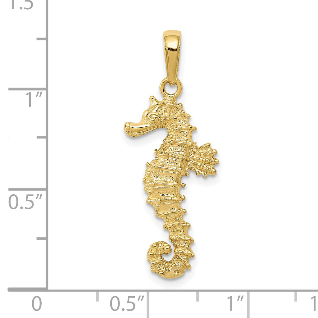10K None Seahorse Pendant - view 3
