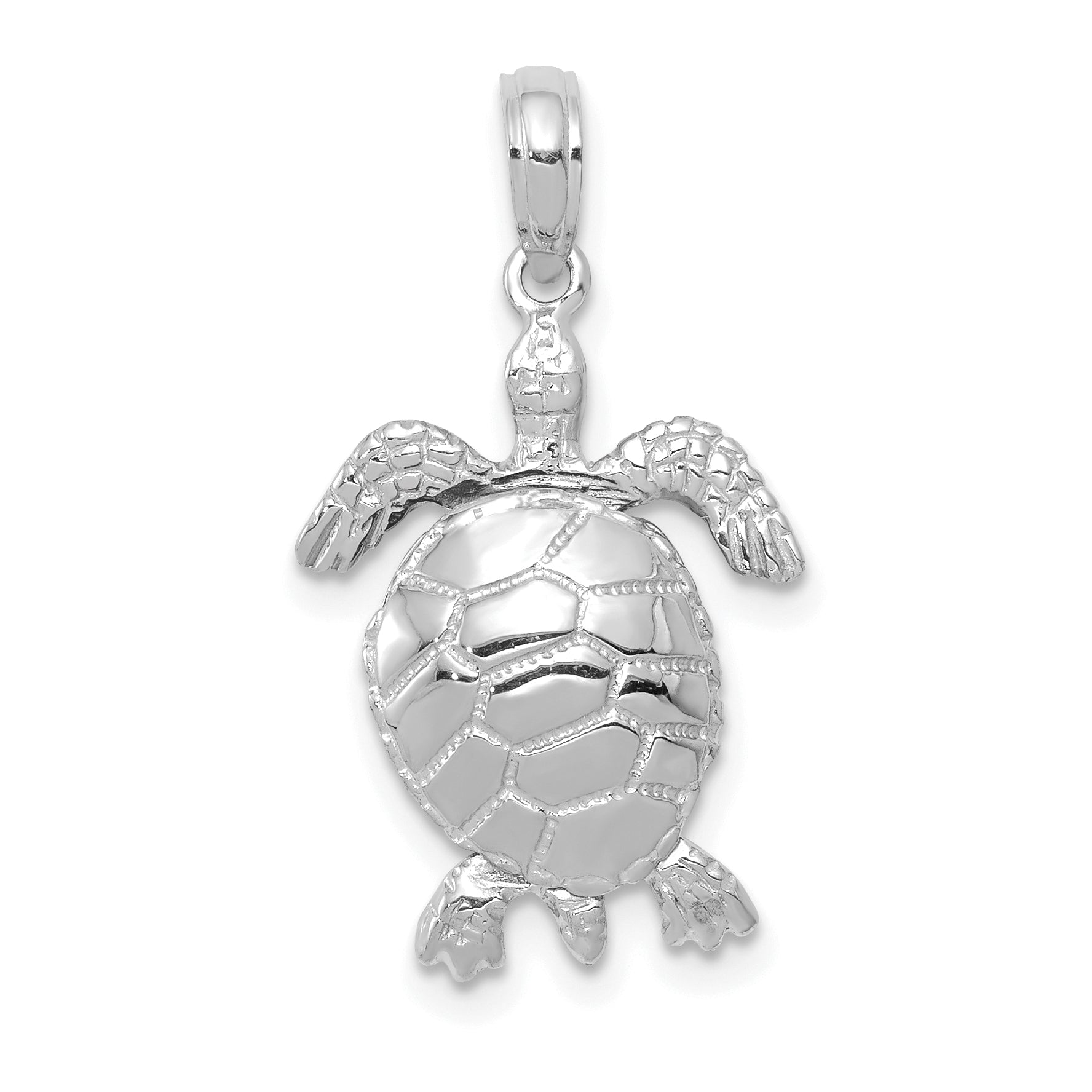 10k White Gold 3-D Moveable Turtle Pendant Main image