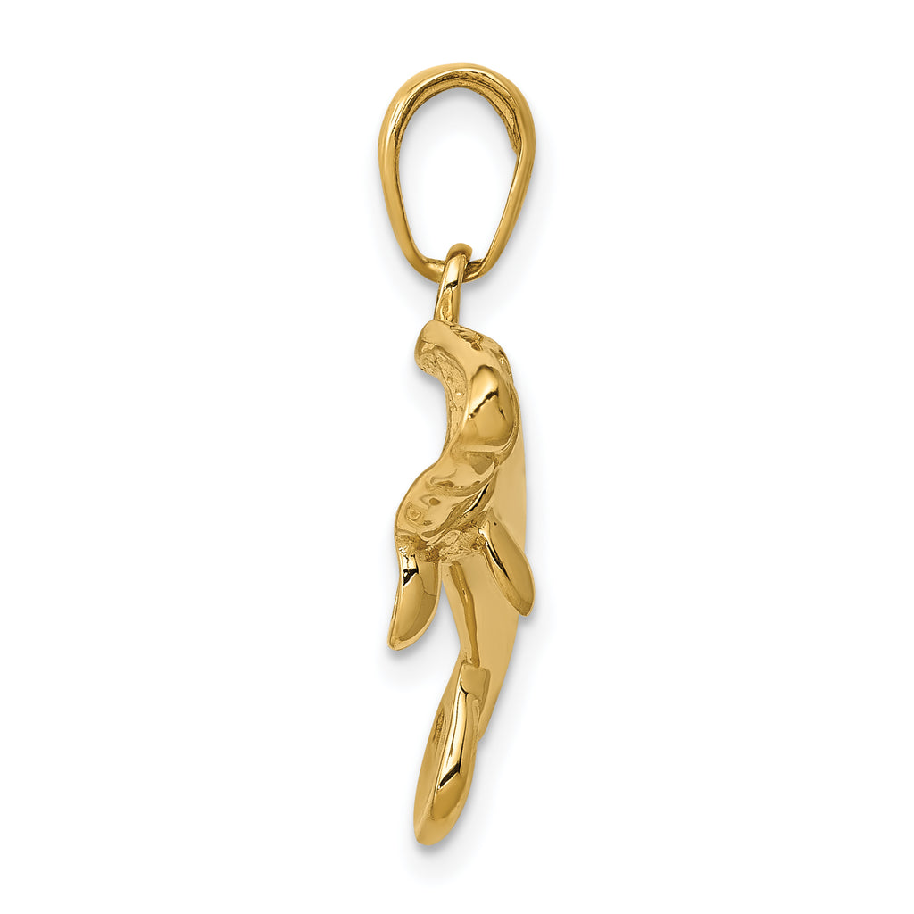10K Solid Polished Manatee Pendant