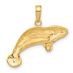 10K Solid Polished Manatee Pendant