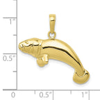 10K Solid Polished Manatee Pendant