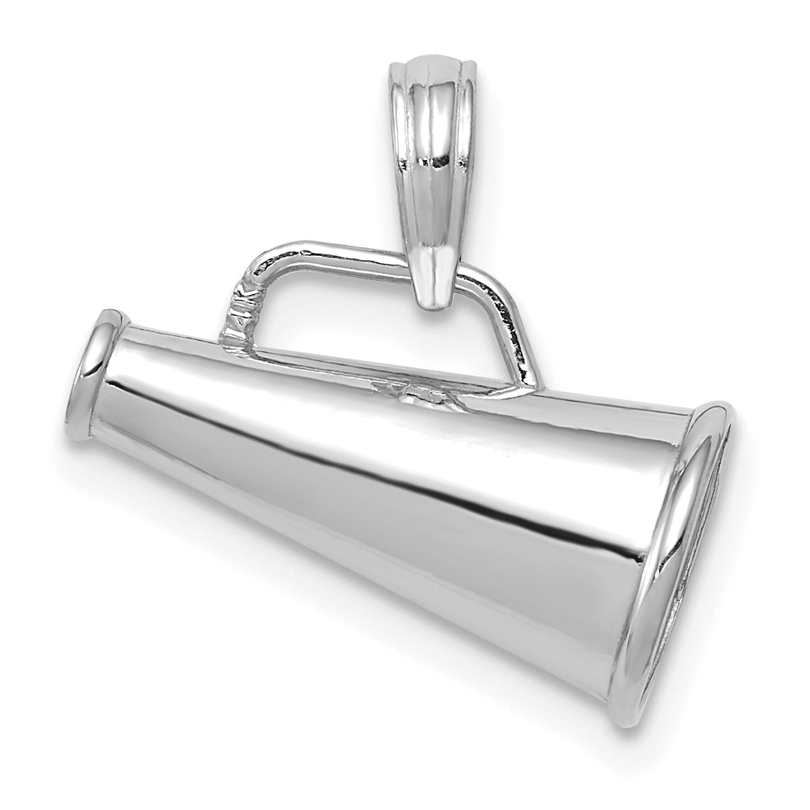 10K White Gold Polished 3-D Small Megaphone Pendant Main image