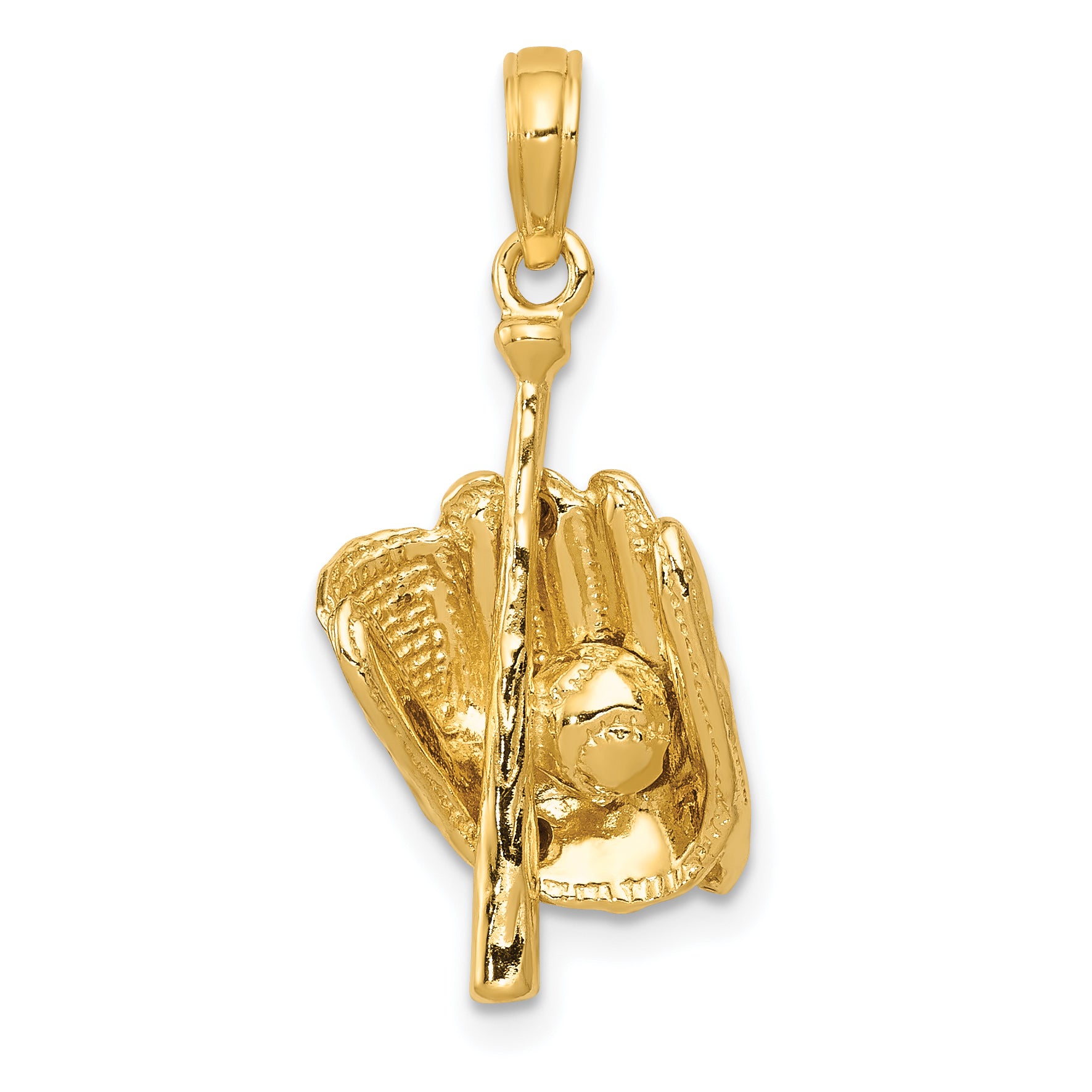 10K Polished 3-D Glove/Bat/Ball Baseball Pendant Main image