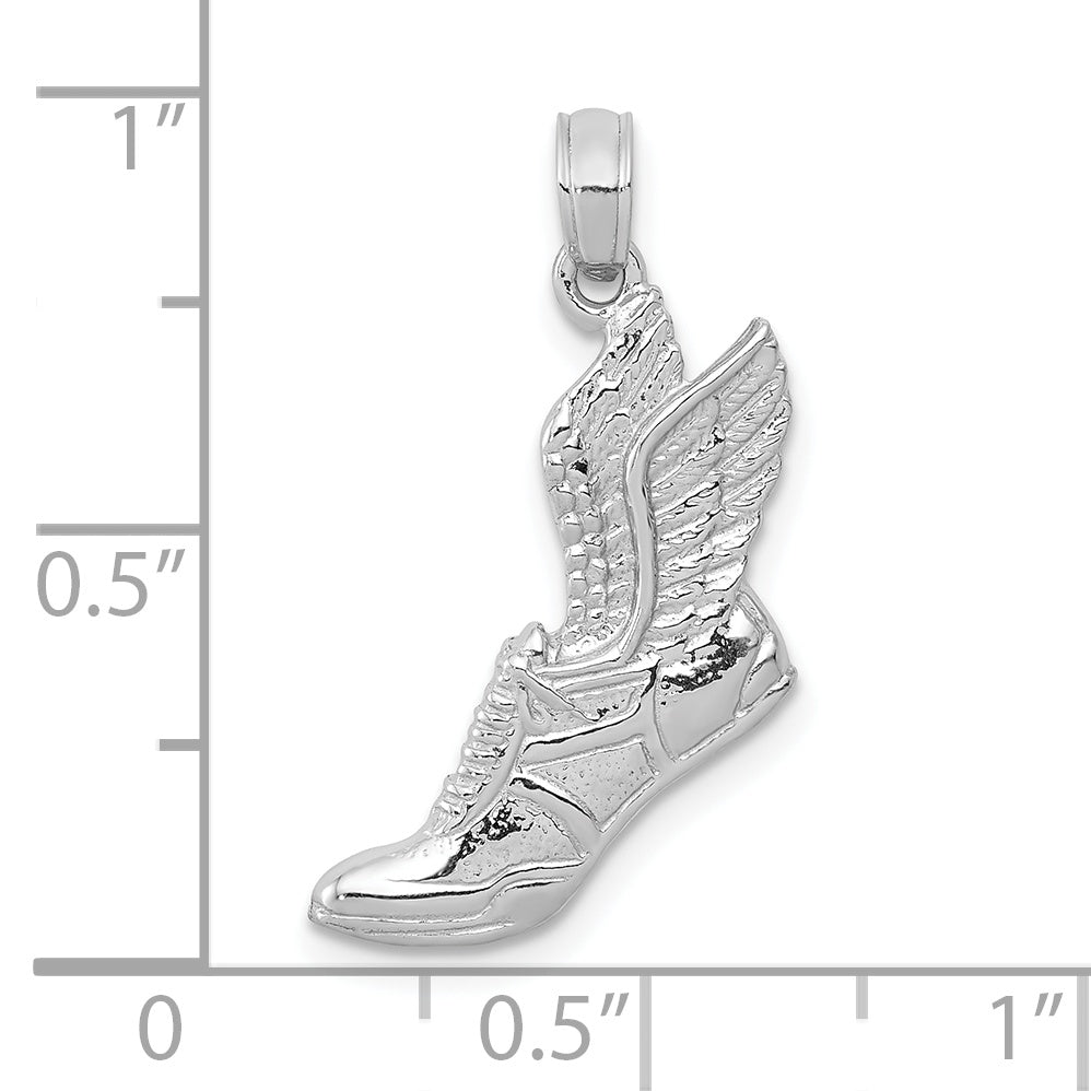 10k White Gold Polished Running Shoe Pendant Secondary image