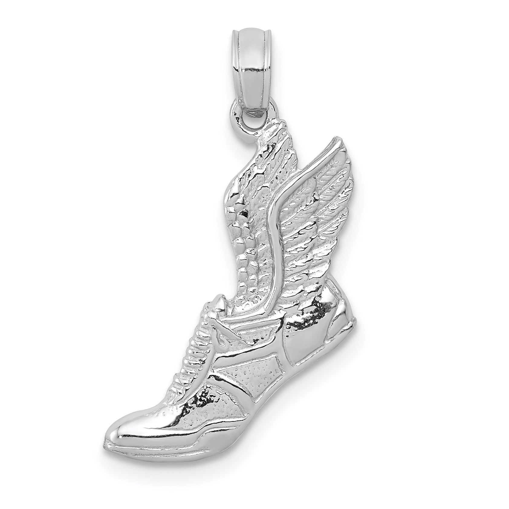 10k White Gold Polished Running Shoe Pendant Main image