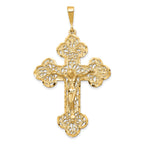 Filigree Budded Crucifix Pendant in 10K Yellow Gold, 55mm Diamond-Cut - Sophia Jewelers