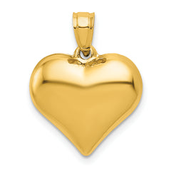 10K Polished 3-D Heart Pendant