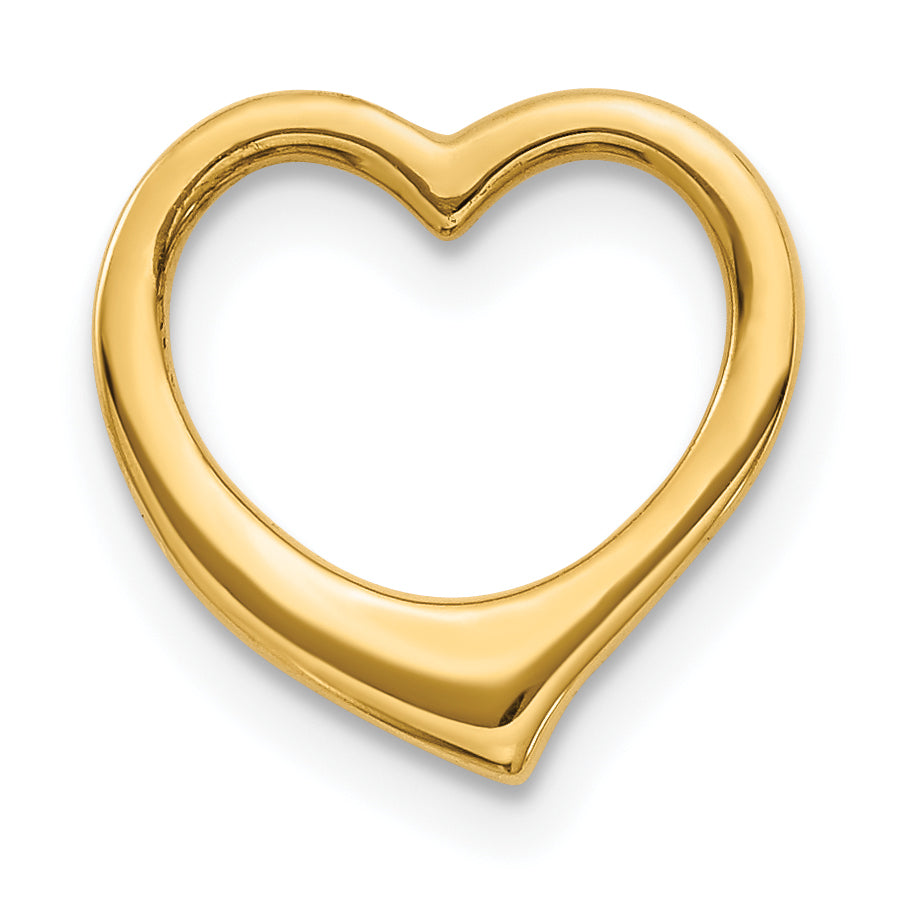 10K None Polished 12mm Medium Floating Heart Chain Slide