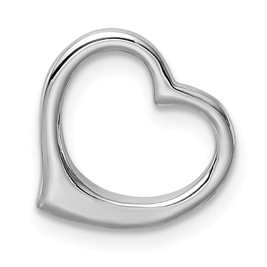 10K White Gold White Gold Polished 12mm Medium Floating Heart Chain Slide - view 4