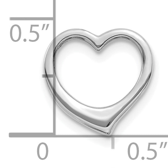 10K White Gold White Gold Polished 12mm Medium Floating Heart Chain Slide - view 3