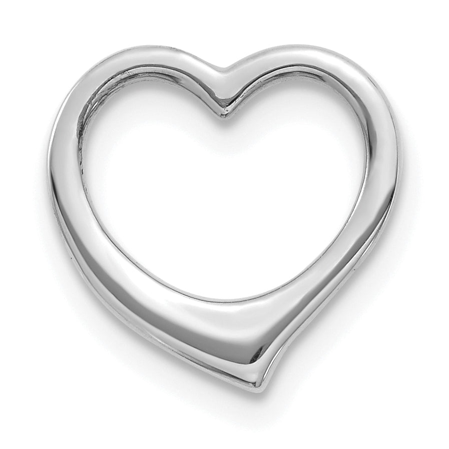 10K White Gold White Gold Polished 12mm Medium Floating Heart Chain Slide