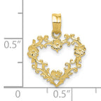 10K Polished Floral Border Heart Pendant