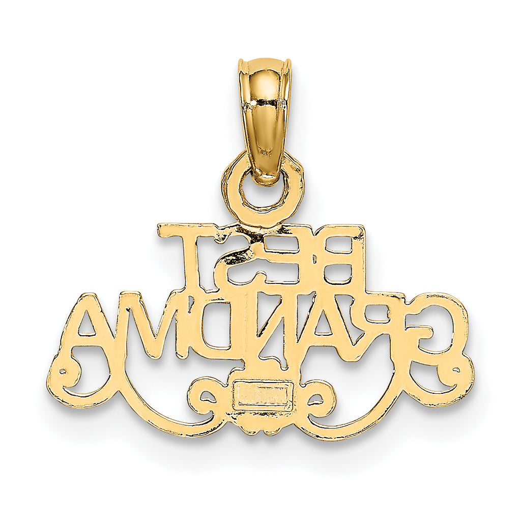 10K BEST GRANDMA With Flower Pendant