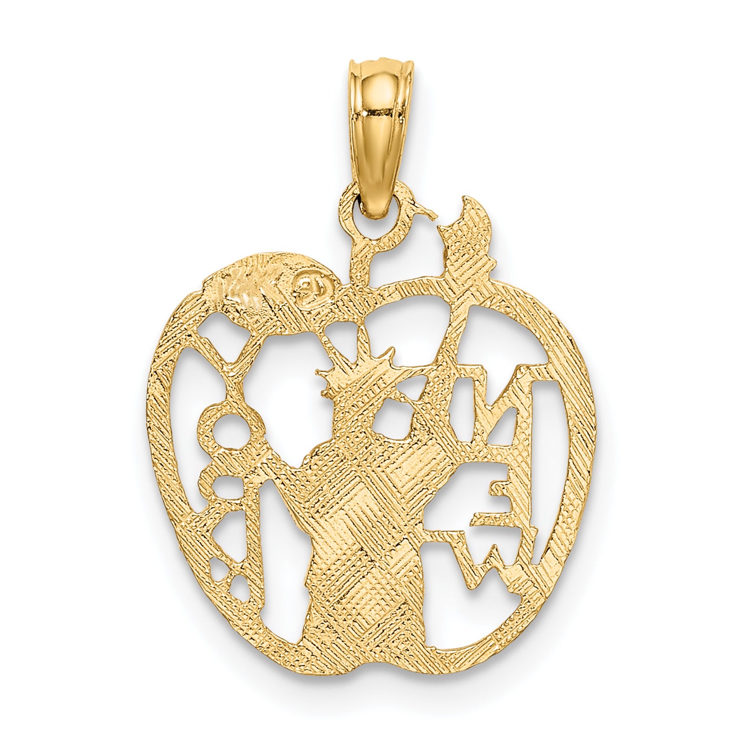 10k Cut-out NEW YORK w/Statue of Liberty in Apple Charm