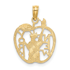 10k Cut-out NEW YORK w/Statue of Liberty in Apple Charm