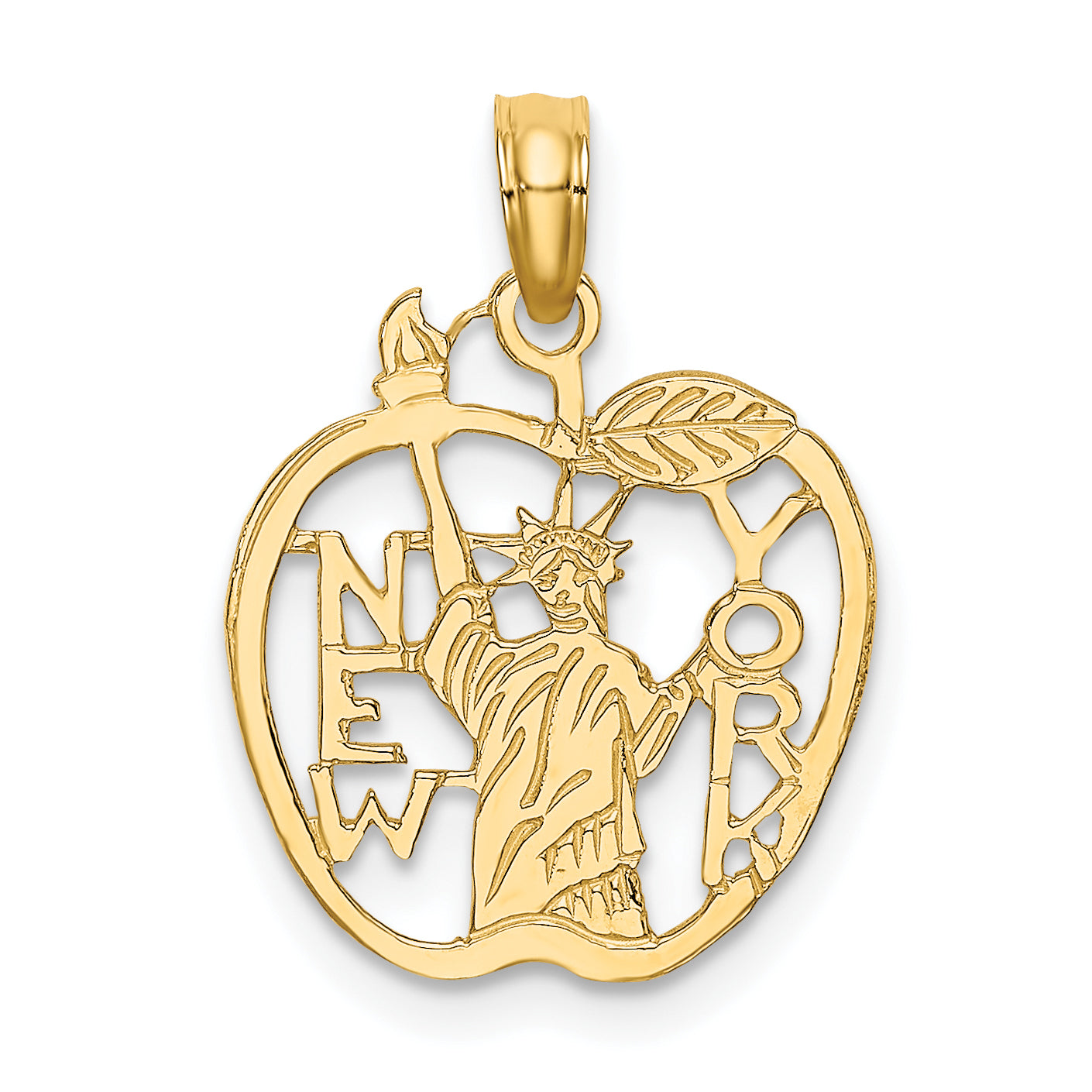 10k Cut-out NEW YORK w/Statue of Liberty in Apple Charm Main image